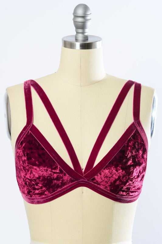 Crushed Velvet Bralette Womens Bralette   