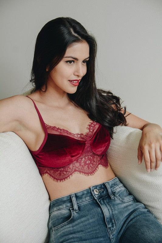 Velvet and Lace Half Cami - Three Mad Hatters Mercantile 