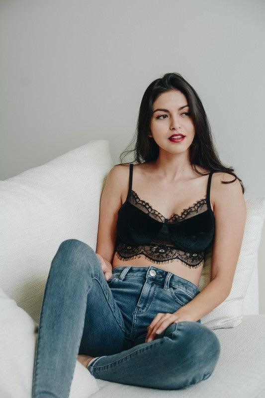 Velvet and Lace Half Cami - Three Mad Hatters Mercantile 