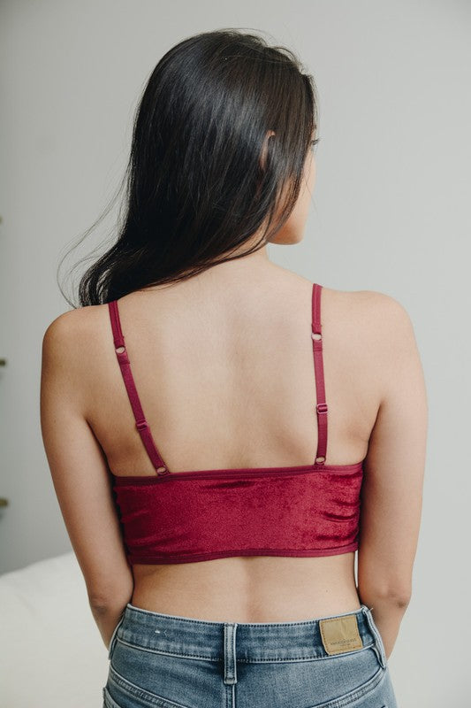 Velvet and Lace Half Cami Womens Bralette   