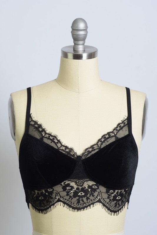 Velvet and Lace Half Cami - Three Mad Hatters Mercantile 