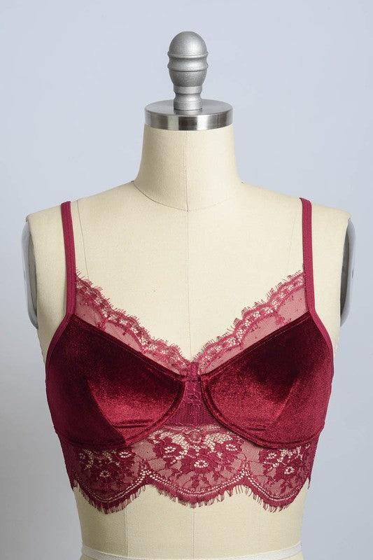 Velvet and Lace Half Cami - Three Mad Hatters Mercantile 