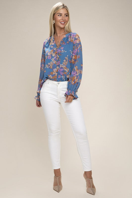 Floral chiffon blouse Womens Blouse   