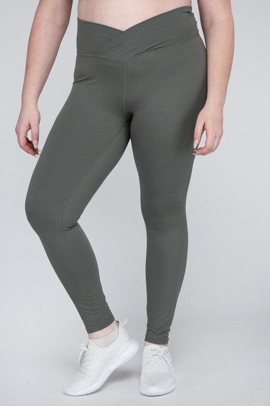 Plus Size V Waist Full Length Leggings - Three Mad Hatters Mercantile 