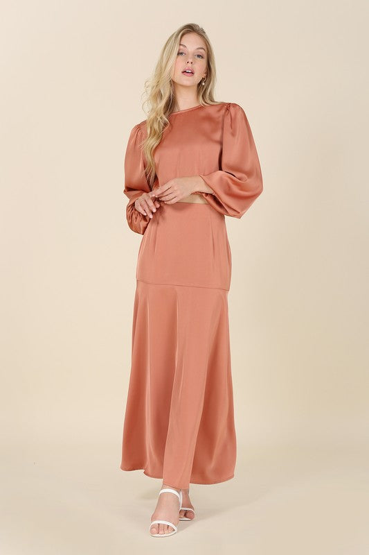 Dressed up satin two-piece mermaid dress set Maxi Dress   