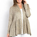 Be Stage Leopard Peplum Open Front Cardigan