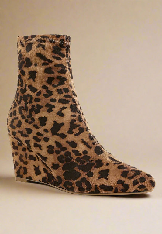 Yara Microfiber Wedge Sock Boots Microfiber Wedge Sock Boots Leopard US-5 / UK-3 / EU-36 