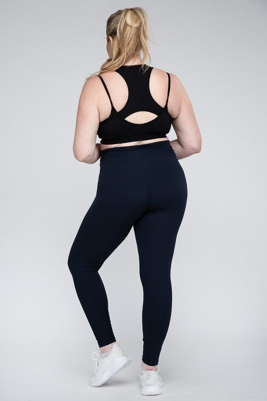 Plus Size V Waist Full Length Leggings Leggings   