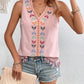 Printed V-Neck Tank w Tassels Womens Tank Tops Light Mauve S 