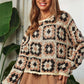 Crochet Patchwork Round Neck Pullover Sweater Top Sweater   