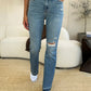 Judy Blue Full Size Mid Rise Destroyed Hem Distressed Jeans Womens Jeans   