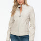 Snobbish PU Leather Biker Jacket with Side Zip Pockets Womens Jacket