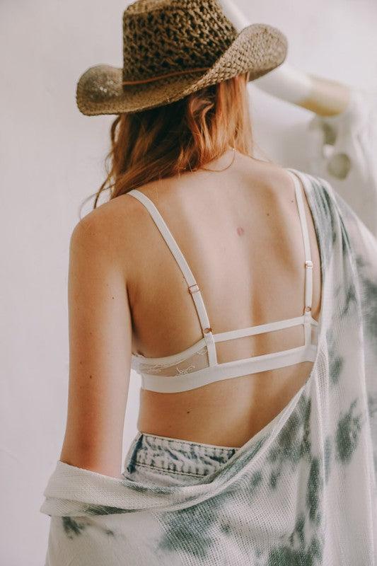 Center Cross Strap Lace Bralette - Three Mad Hatters Mercantile 