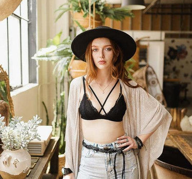 Center Cross Strap Lace Bralette