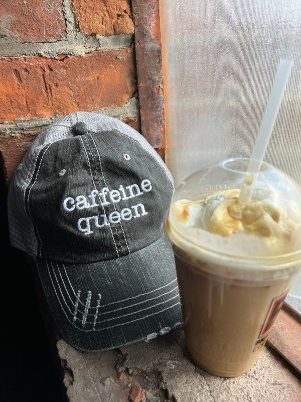 Caffeine Queen Trucker Hat Cap Aqua One size 