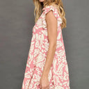 Umgee Two Tone Printed Ruffled Cap Sleeve Mini Dress Plus Size