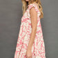 Umgee Two Tone Printed Ruffled Cap Sleeve Mini Dress Plus Size Womens Mini Dress