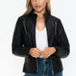 Snobbish Faux Leather Zip Up Mock Neck Jacket Womens Jacket