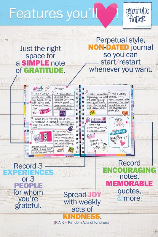 Gratitude Journal with Stickers Non-Dated 52-Week Gratitude Journal   