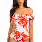 OPEN SIDED ONE PIECE BATHING SUIT WITH RUFFLED SHO    