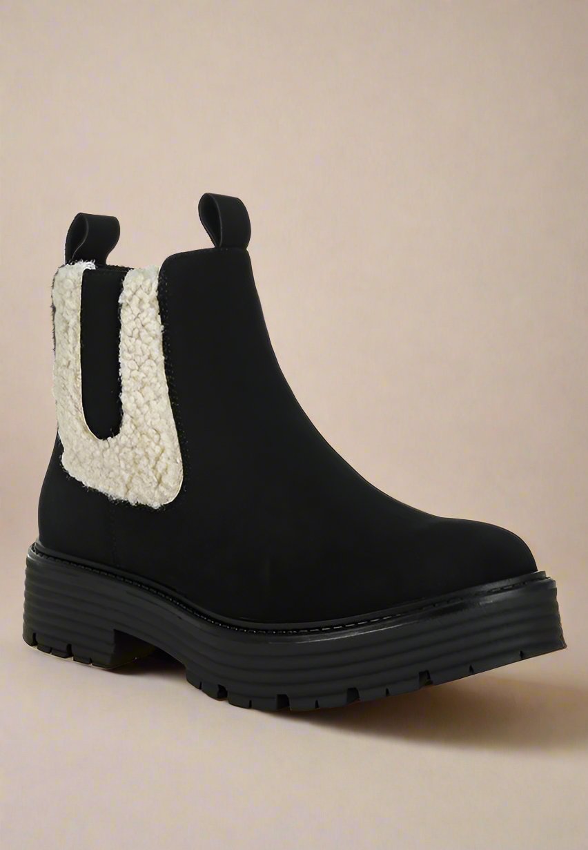Mothman Faux Fur Detail Chunky Ankle Boots Faux Fur Detail Chunky Ankle Boots Black US-5 / UK-3 / EU-36 