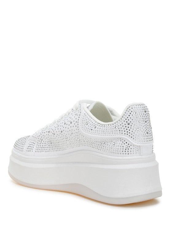 Jitter Bug Rhinestones Embellished Chunky Sneakers - Three Mad Hatters Mercantile 