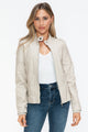 Snobbish PU Leather Biker Jacket with Side Zip Pockets Womens Jacket Sand S