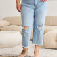 RFM Tummy Control High Waist Raw Hem Distressed Jeans Denim   