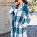 Double Take Plaid Button Up Lapel Collar Coat