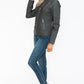 Snobbish Faux Leather Zip Up Mock Neck Jacket Womens Jacket