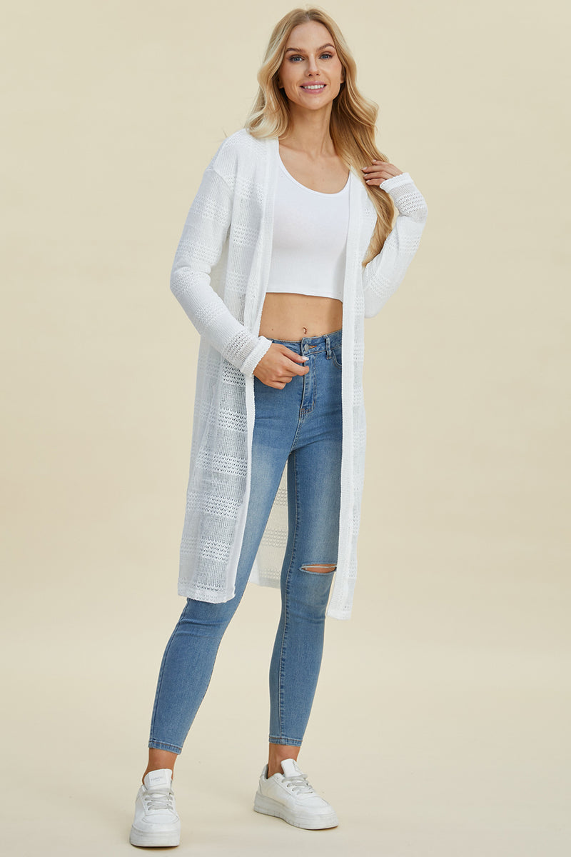 Double Take Open Front Longline Cardigan