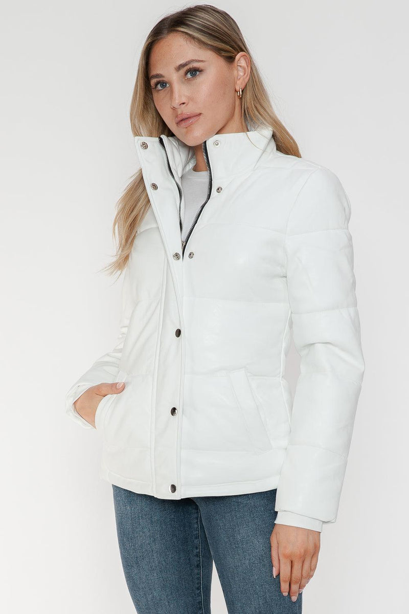 YMI Pocketed Zip Up Turtleneck Puffer Jacket - Three Mad Hatters Mercantile 