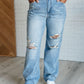 Ramona High Rise Rigid Magic Destroyed Straight Jeans Womens Straight Leg Jeans   