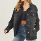 RISEN Distressed Long Sleeve Denim Jacket Womens Jacket