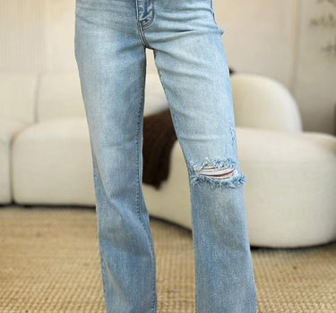 Judy Blue Full Size High Waist Distressed Straight Jeans