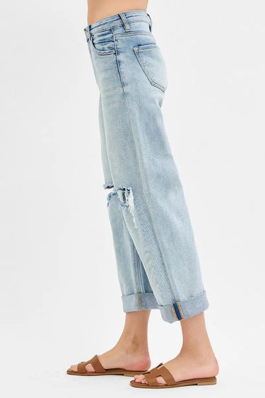 RISEN Mid Rise Fit Boyfriend Jeans with Cuff