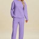 Double Take Textured Long Sleeve Top and Pants Set