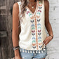 Printed V-Neck Tank w Tassels Womens Tank Tops   