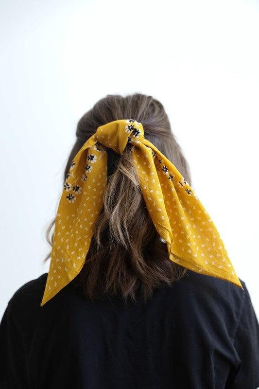 Dot and Floral Border Bandana Scarf - Three Mad Hatters Mercantile 