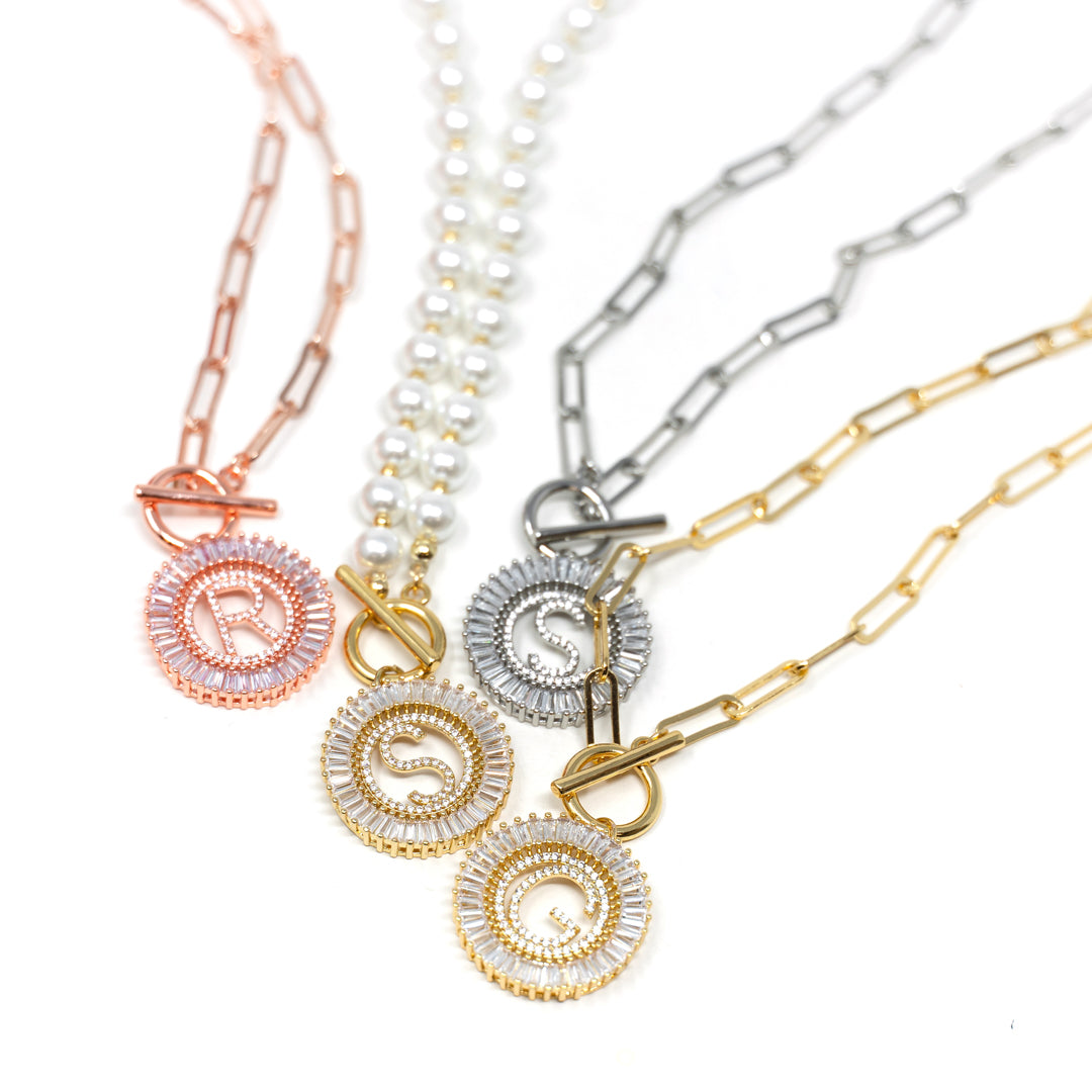 Paperclip Chain Radiant Initial Necklace Necklaces   