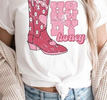 Howdy Honey XOXO Boots Valentines Graphic Tee