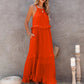 Ruffled Sleeveless Tiered Maxi Dress with Pockets    