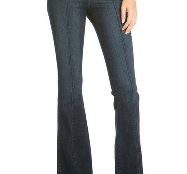 Mid-Rise Flared Jeans with Front Seam Detail