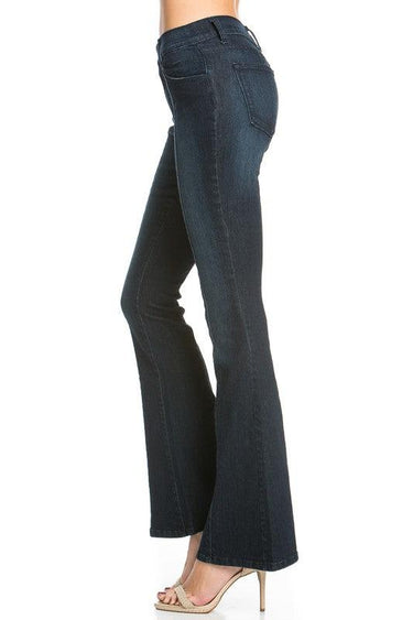 Mid-Rise Flared Jeans with Front Seam Detail
