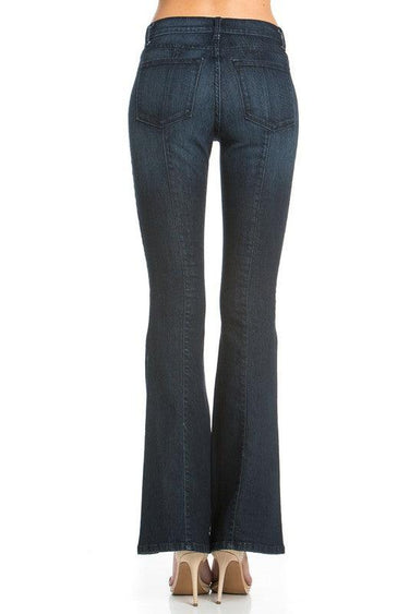 Mid-Rise Flared Jeans with Front Seam Detail