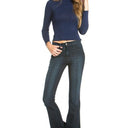 Mid-Rise Flared Jeans with Front Seam Detail