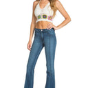 Mid-Rise Flared Jeans with Front Seam Detail