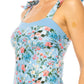 ONE PIECE BATHING SUIT FLORAL PRINT SHOULER TOP TI    