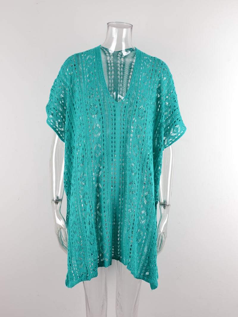 Cutout V-Neck Cover-Up with Tassel    