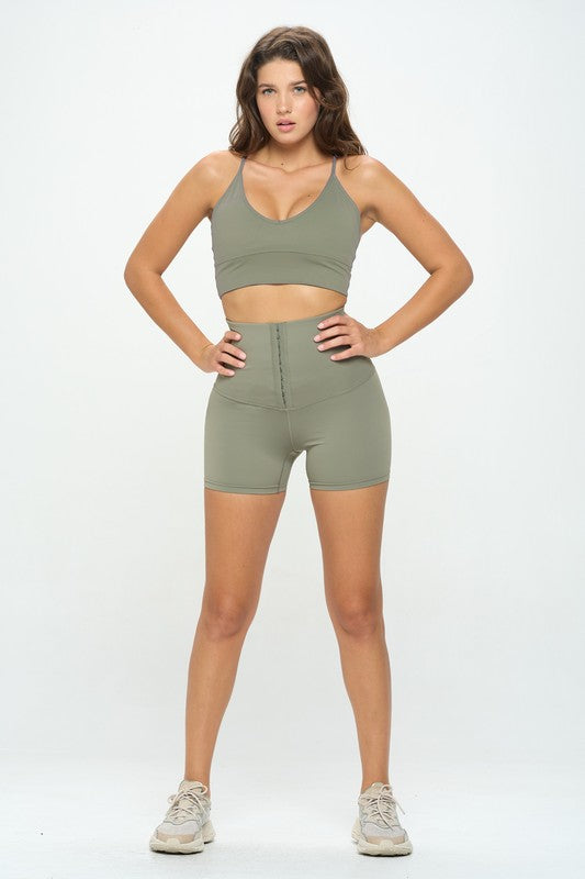 Corset Waist Buttery Soft Shorts Body Shaper Corset Waist Shorts Olive S 